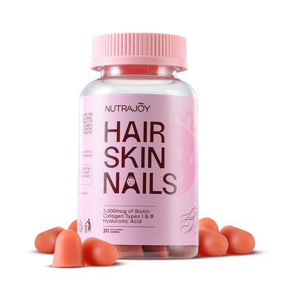 NUTRAJOY Biotin Gummies 5000 mcg – Hair Skin & Nails, Strawberry, 30 Gummies