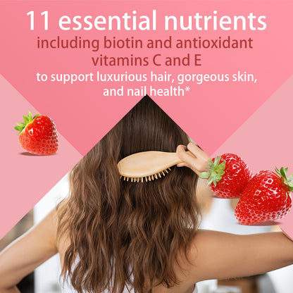 NUTRAJOY Biotin Gummies 5000 mcg – Hair Skin & Nails, Strawberry, 30 Gummies