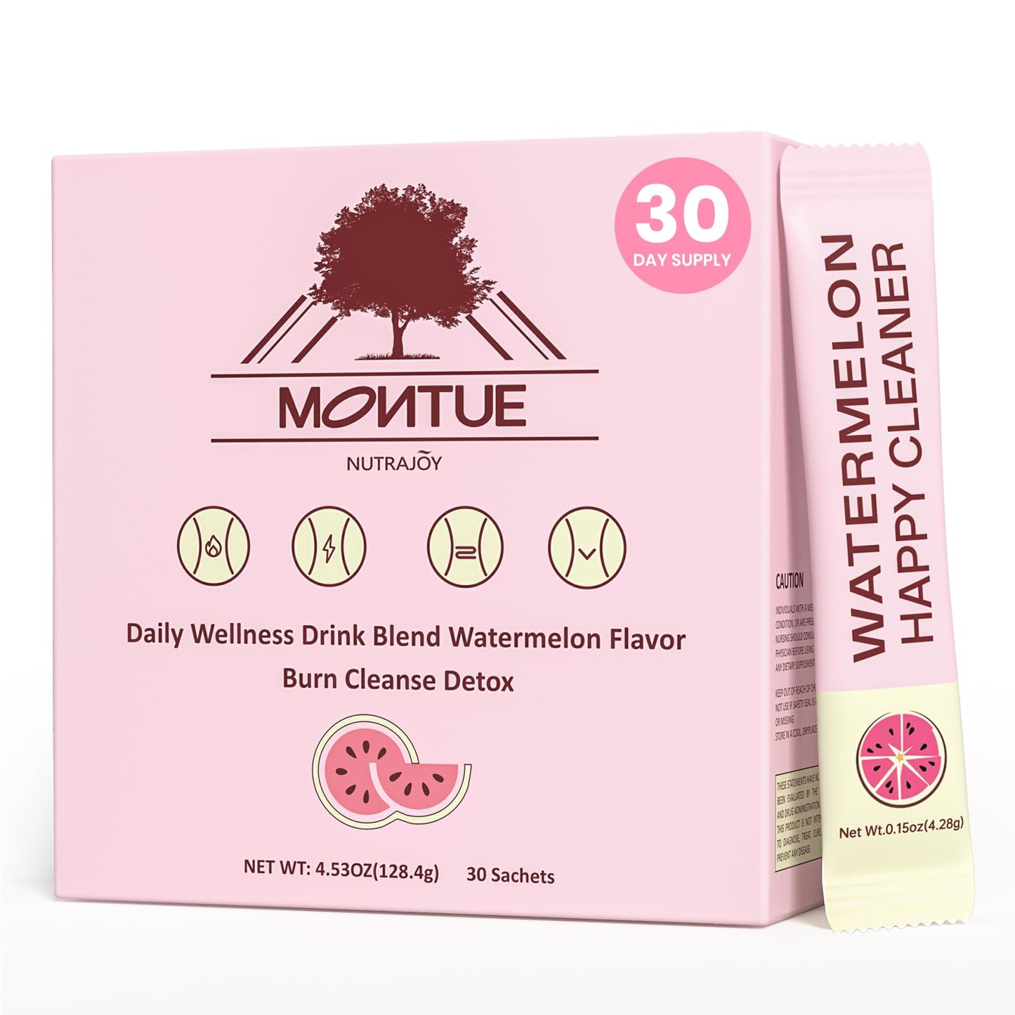 NUTRAJOY Happy Cleaner Gut Health Probiotic Powder - Watermelon Flavor, for Women, 30 Servings
