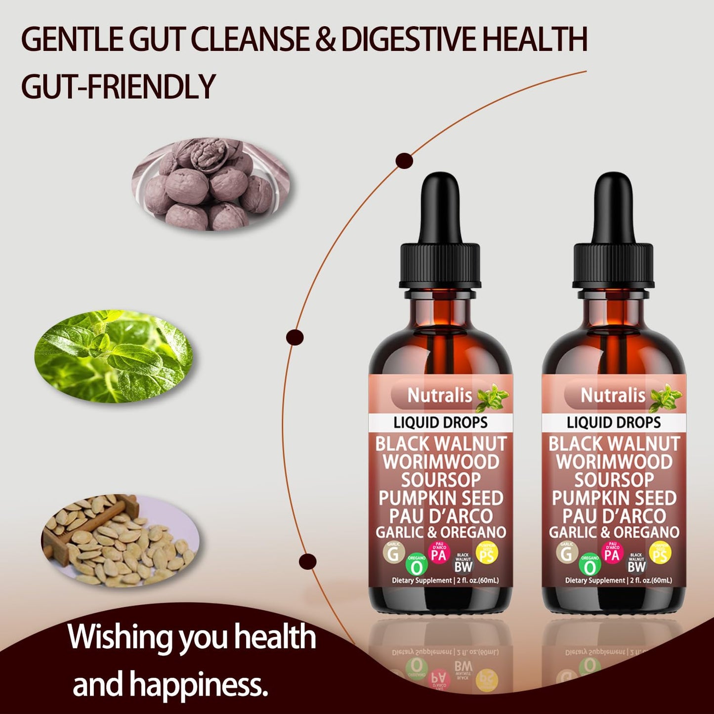 Nutralis Black Walnut Wormwood Gut Cleanse – Liquid Drops for Digestive Health