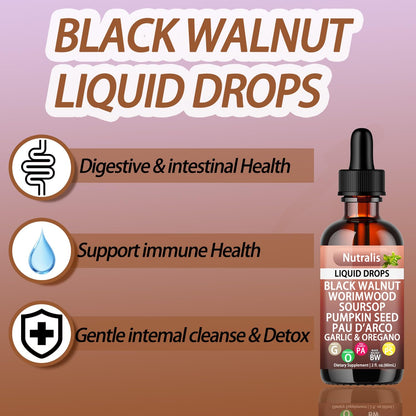 Nutralis Black Walnut Wormwood Gut Cleanse – Liquid Drops for Digestive Health