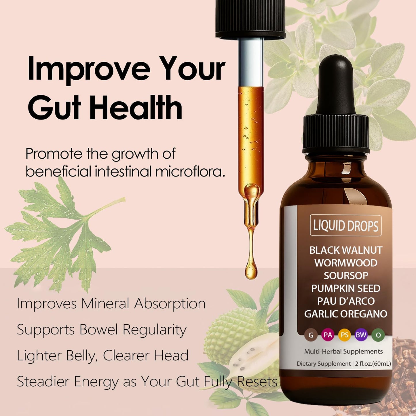 Nutralis Black Walnut Wormwood Gut Cleanse Liquid Drops – Digestive Health & Energy