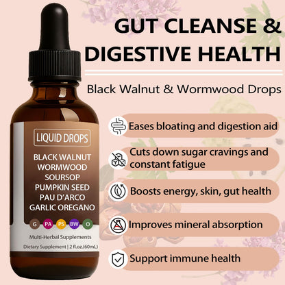 Nutralis Black Walnut Wormwood Gut Cleanse Liquid Drops – Digestive Health & Energy