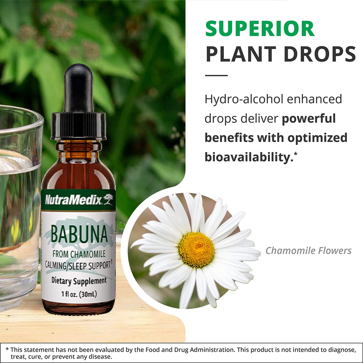 NutraMedix Babuna Calm Drops – Chamomile Extract for Rest & Relaxation (1 oz / 30 ml)