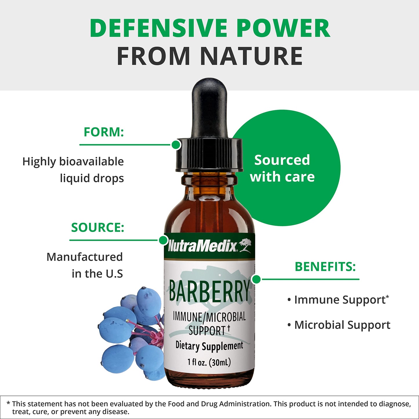 NutraMedix Barberry Immune Support & Antioxidants - Liquid Oregon Grape Root Extract (1oz/30ml)