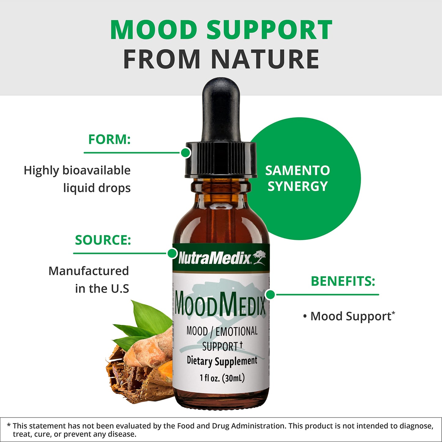 NutraMedix MoodMedix Liquid Drops – Mood & Immune Support with Cat's Claw & Turmeric (1oz)
