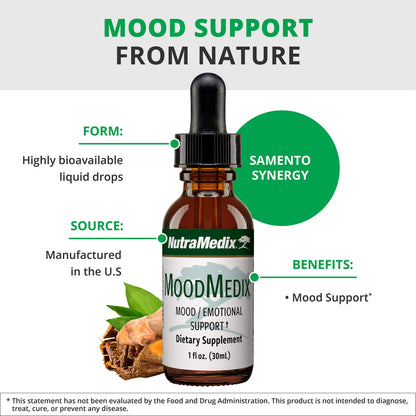 NutraMedix MoodMedix Liquid Drops – Mood & Immune Support with Cat's Claw & Turmeric (1oz)