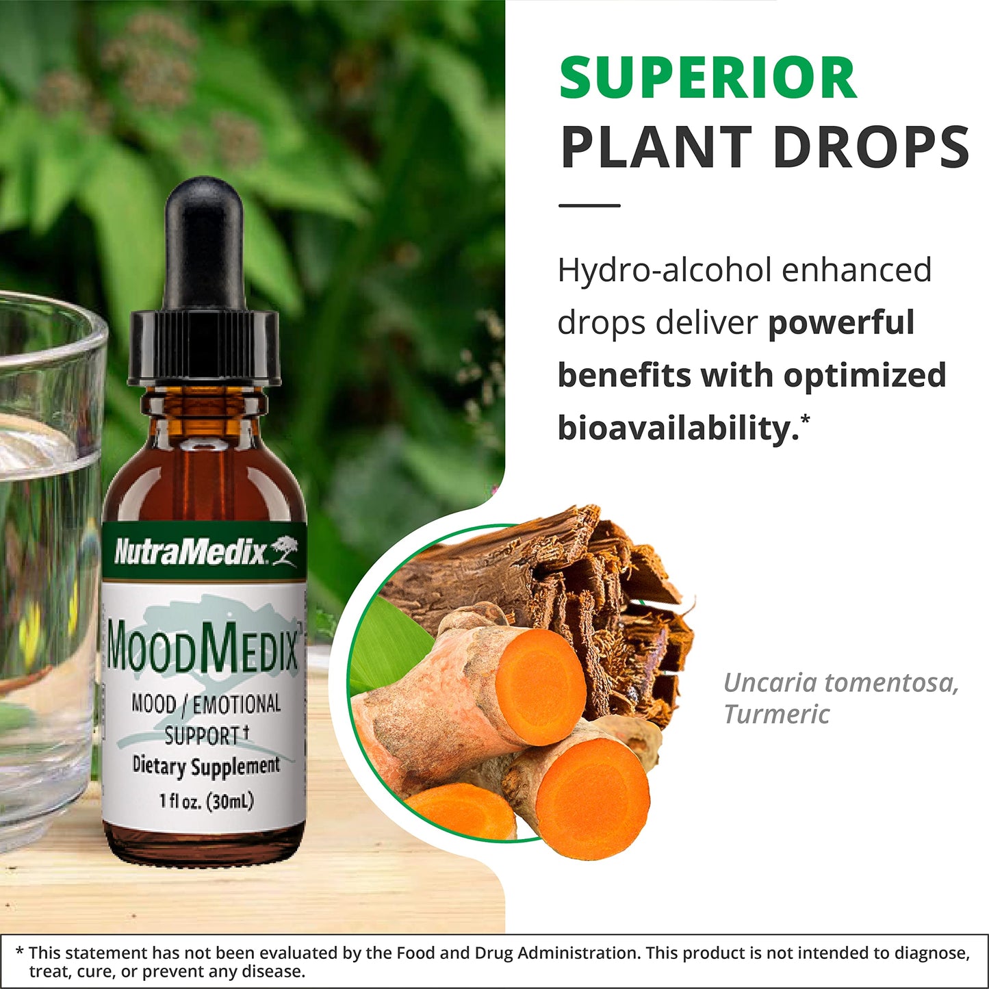 NutraMedix MoodMedix Liquid Drops – Mood & Immune Support with Cat's Claw & Turmeric (1oz)