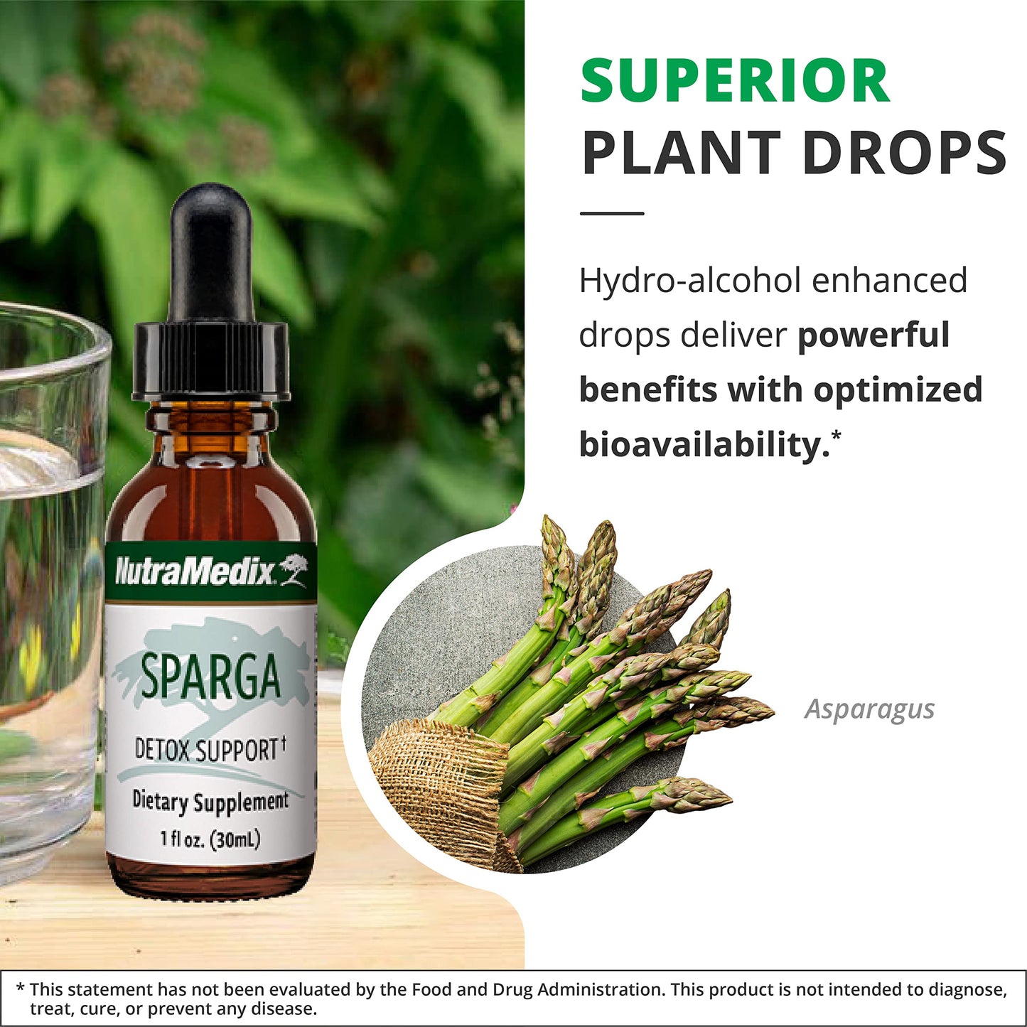 NutraMedix Sparga Tincture - Antioxidant Asparagus Extract for Detox & Digestive Support (1oz/30ml)