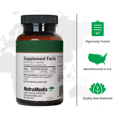 NutraMedix Vitamin C 1000mg – Immune Support & Heart Health | 120 Vegetarian Capsules | Vegan, Non-GMO