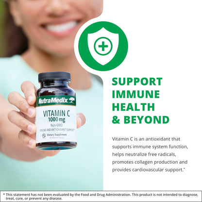 NutraMedix Vitamin C 1000mg – Immune Support & Heart Health | 120 Vegetarian Capsules | Vegan, Non-GMO