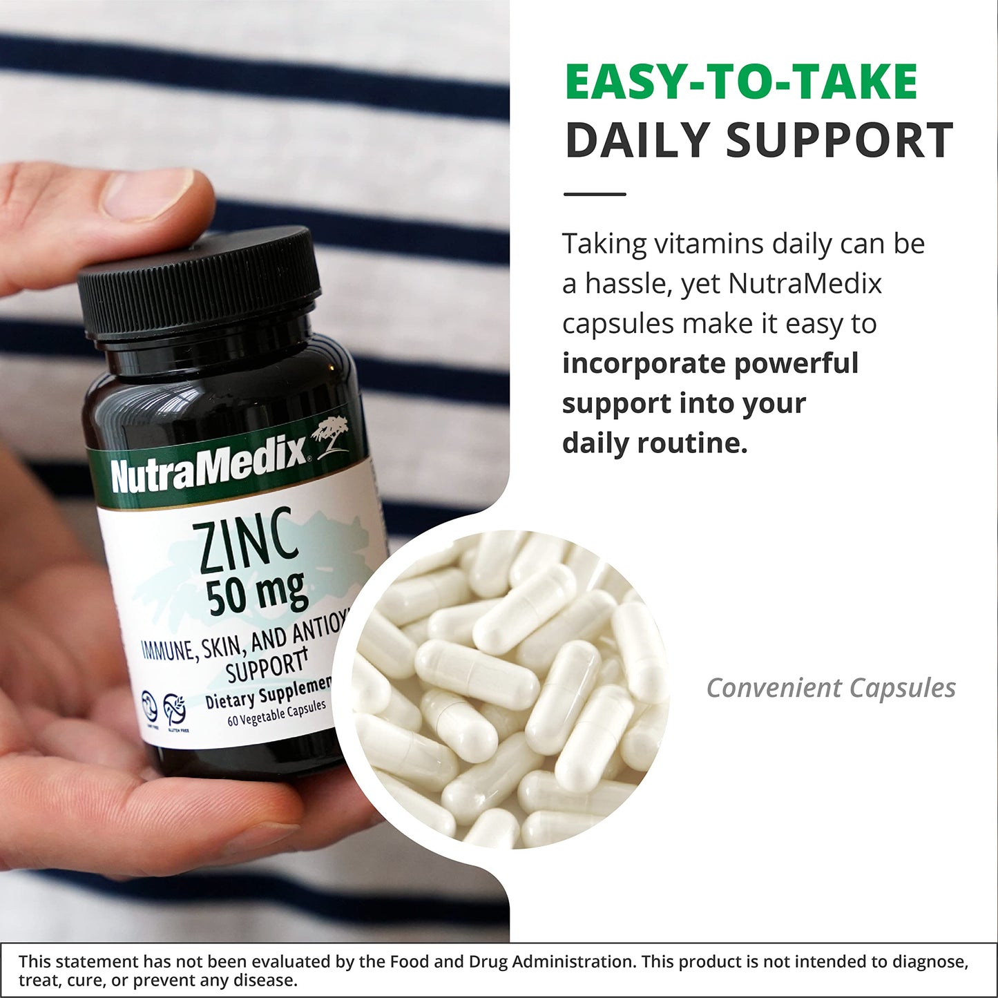 NutraMedix Zinc 50mg – Immune Support, Skin Health & Antioxidant (Pack of 2, 60 Capsules)