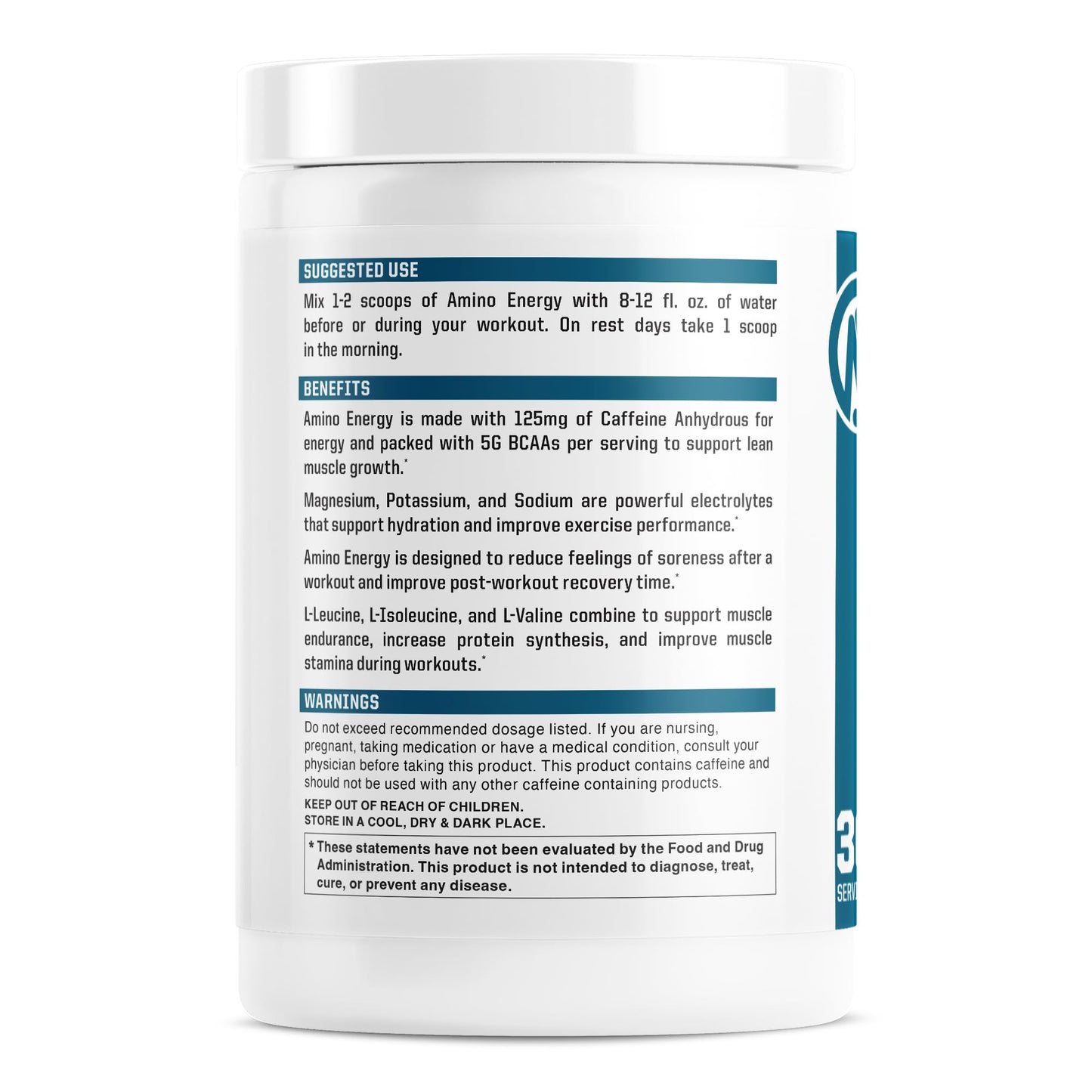 NutraOne Amino Energy BCAA Powder – Pre-Workout with Caffeine (Berry Lemonade, 30 Servings)