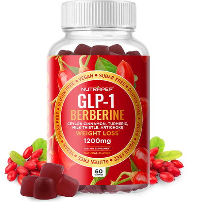 NutraPep Berberine HCl GLP-1 Gummies (1200mg) – Sugar Free, Gluten Free, High Potency GLP-1 Weight Loss Support