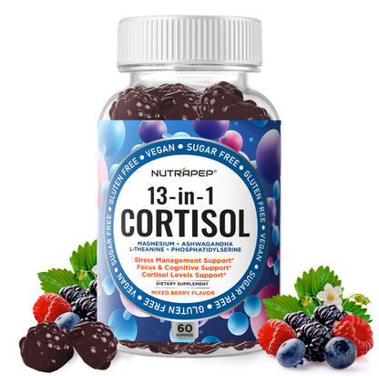 NutraPep Cortisol Gummies for Women & Men — 13-in-1 Cortisol Reducer (Vegan, Sugar Free)