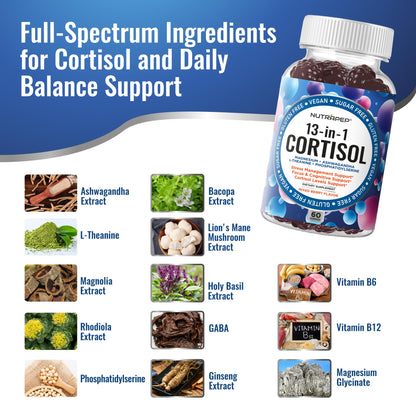 NutraPep Cortisol Gummies for Women & Men — 13-in-1 Cortisol Reducer (Vegan, Sugar Free)