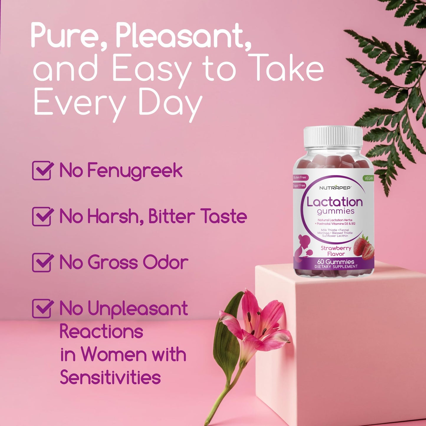 NutraPep Lactation Gummies – Postnatal Support & Milk Production Boost (D3, B12, Milk Thistle)