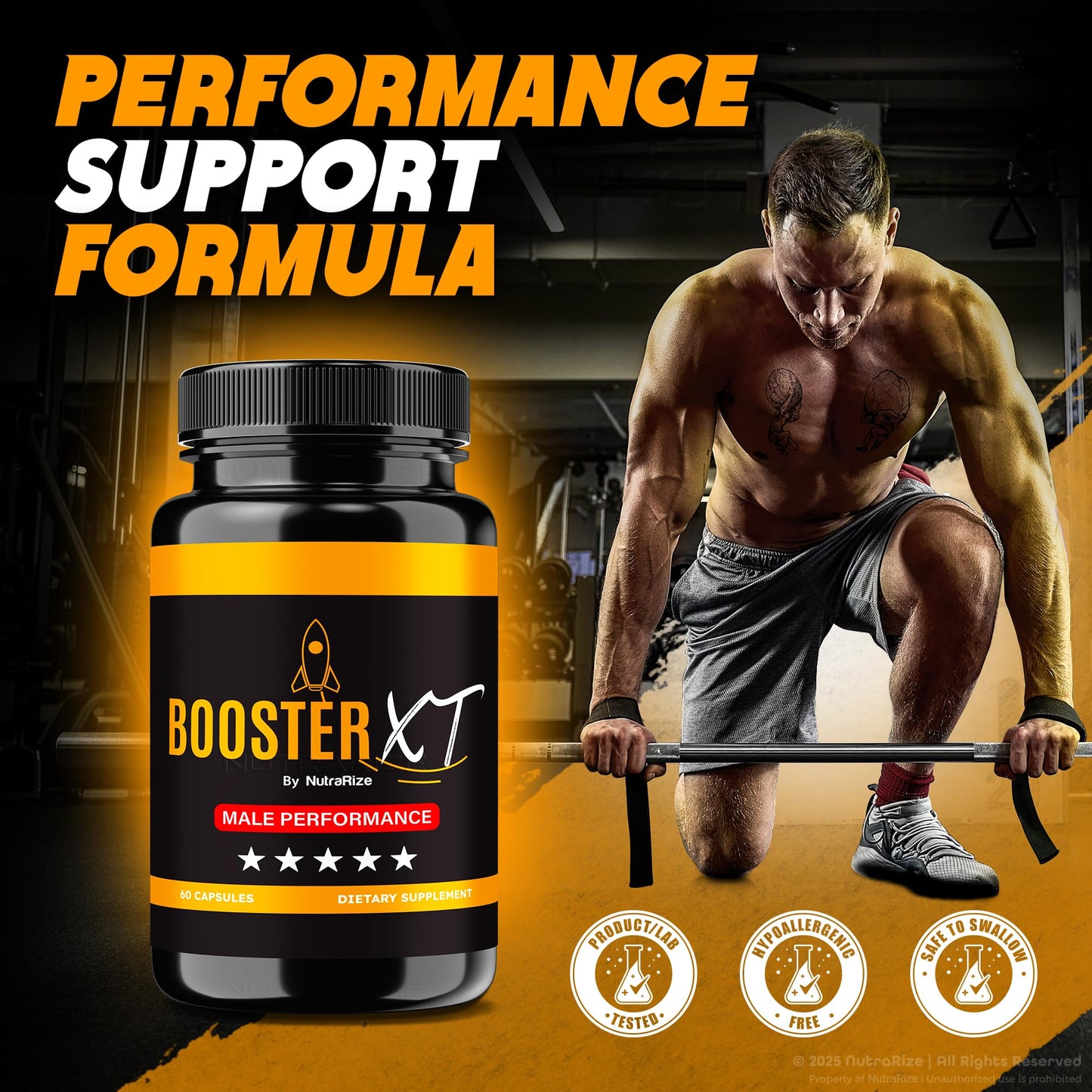 NutraRize Booster XT – Pack of 3 for Men | Energy & Peak Performance | 180 Capsules