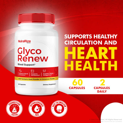 NutraRize Glyco Renew Pills – All Natural Blood Support Formula | Maximum Strength 60 Capsules