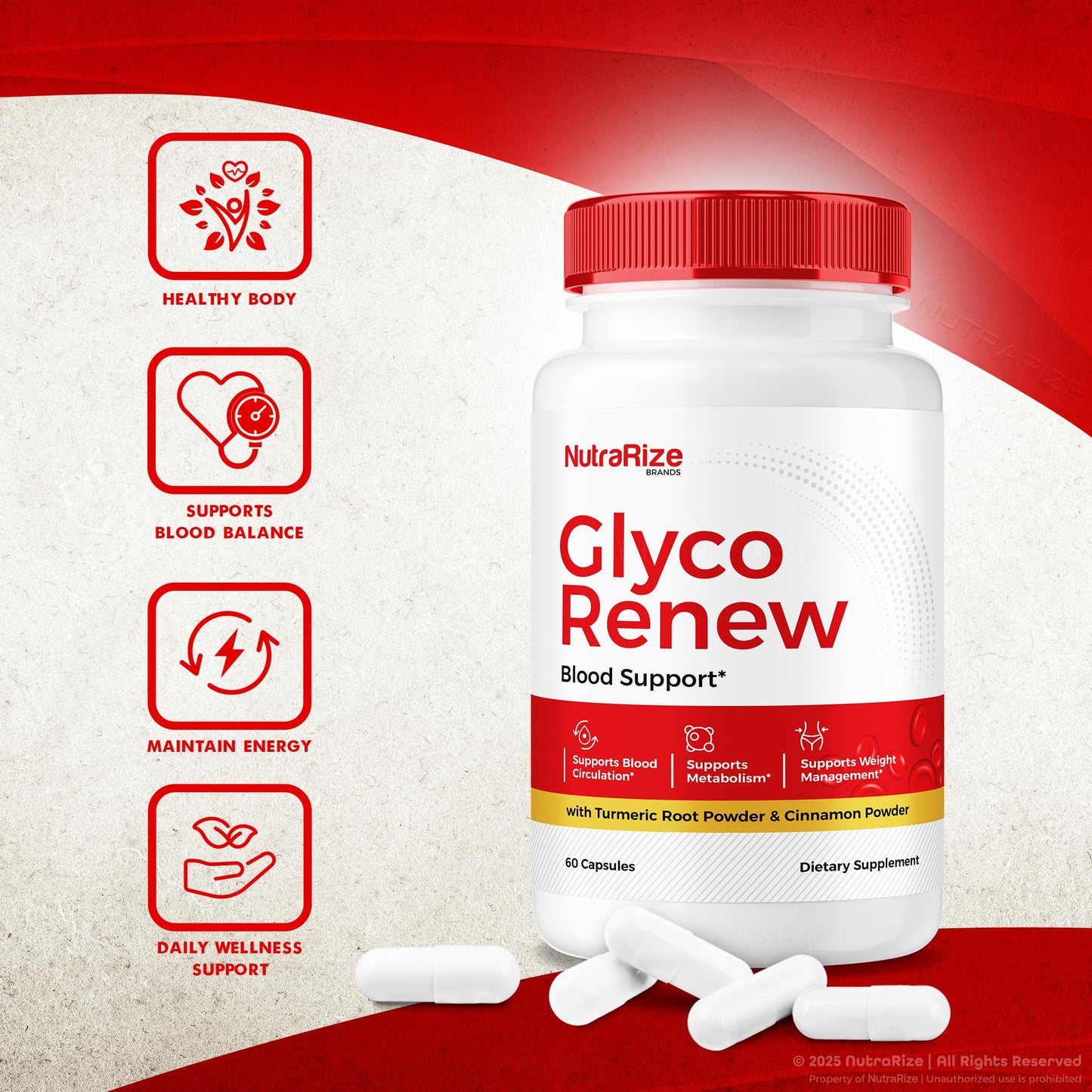 NutraRize Glyco Renew Pills – All Natural Blood Support Formula | Maximum Strength 60 Capsules