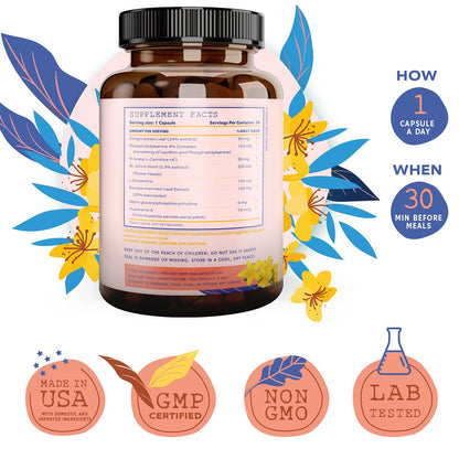 NutraTemple Brain Booster – Ginkgo Biloba, Bacopa Monnieri & St. John’s Wort | 30 Capsules