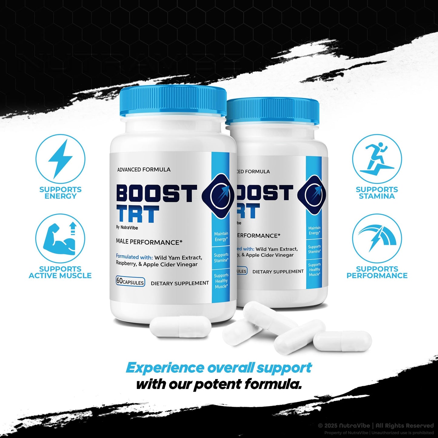 NutraVibe Boost TRT Capsules 3 Pack – Official Formula, 180 Caps