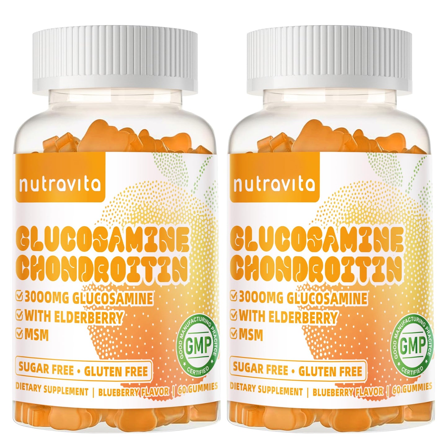Nutravita Glucosamine Chondroitin Gummies with MSM & Elderberry – Extra Strength Joint Support