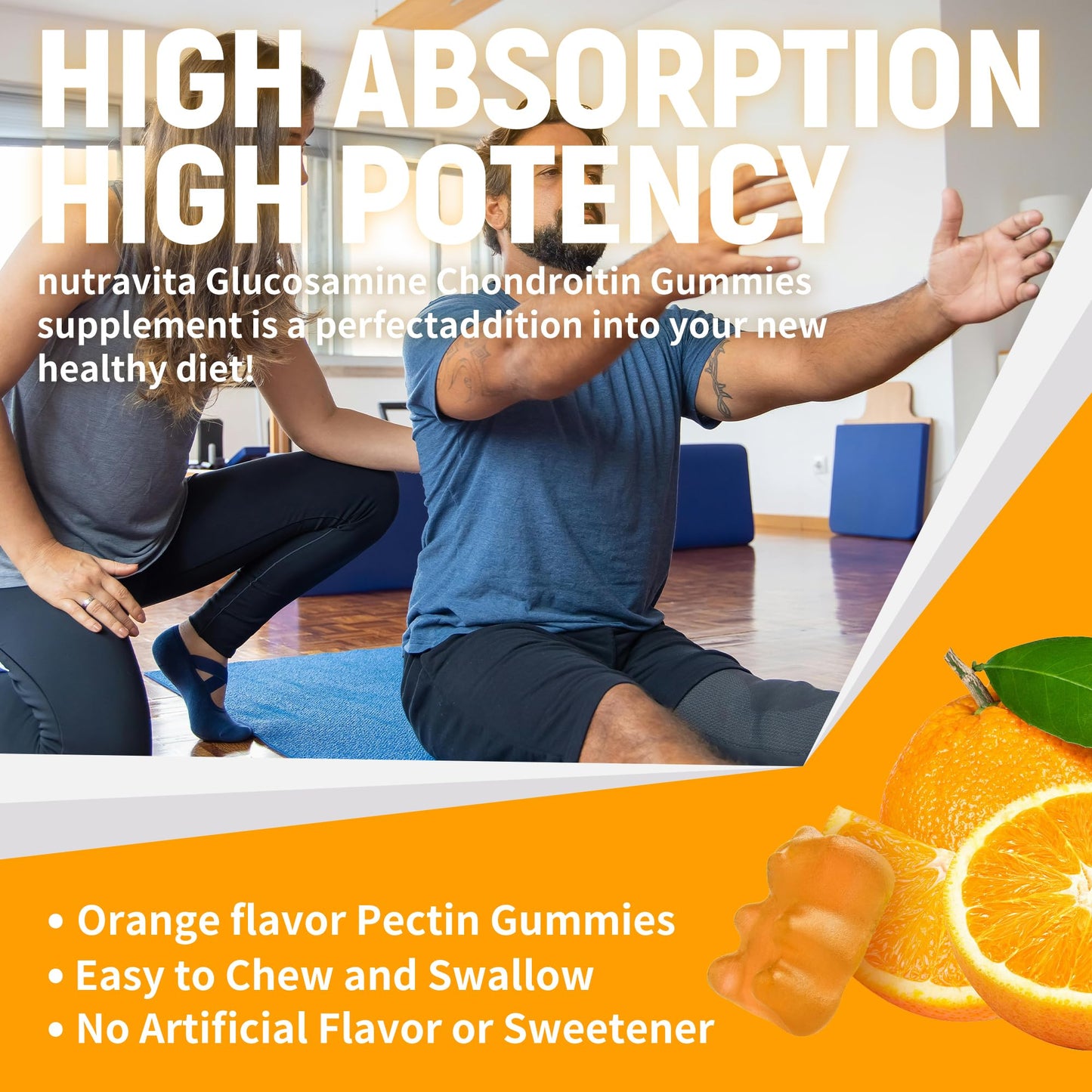Nutravita Glucosamine Chondroitin Gummies with MSM & Elderberry – Extra Strength Joint Support