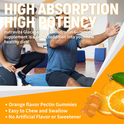 Nutravita Glucosamine Chondroitin Gummies with MSM & Elderberry – Extra Strength Joint Support
