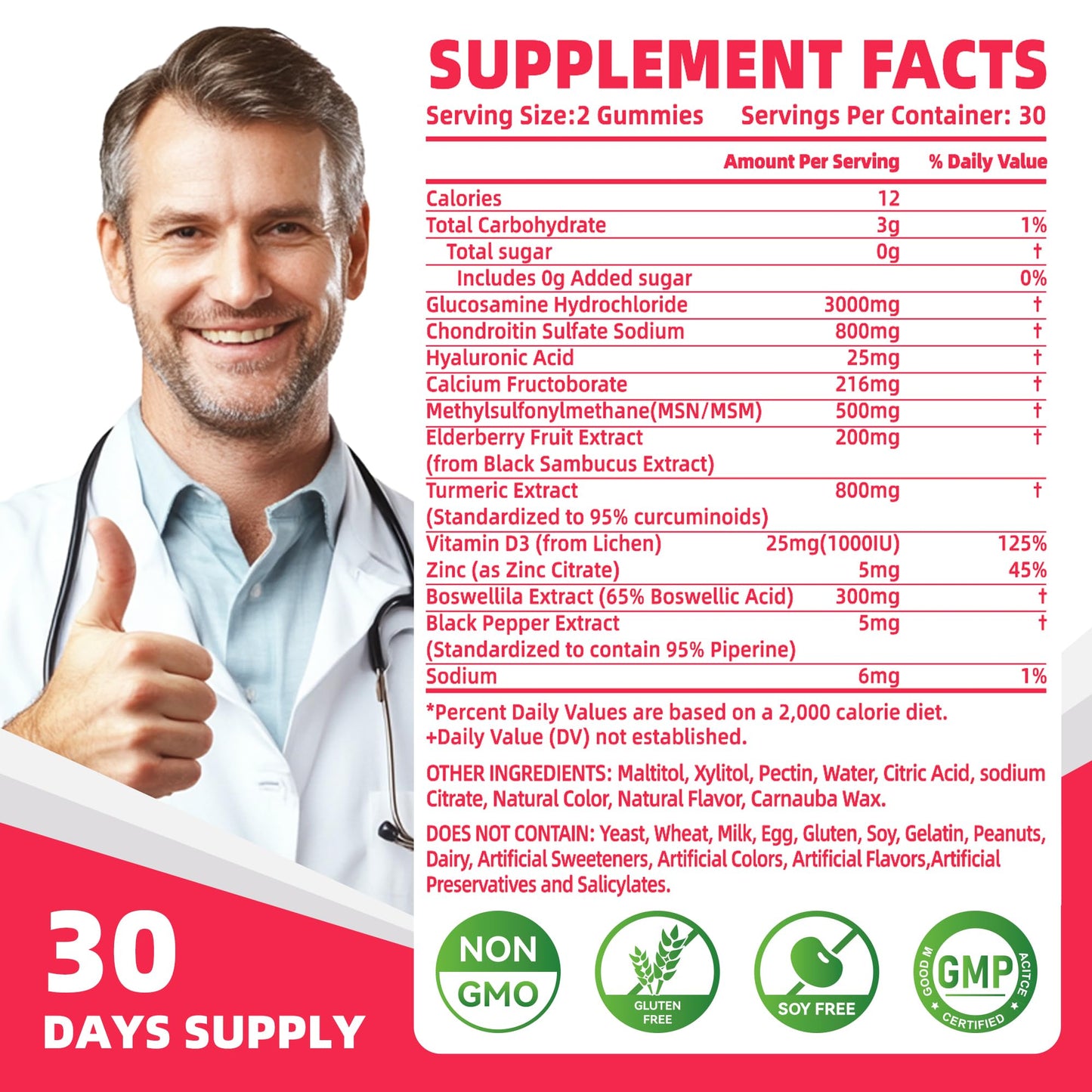 Nutravita Glucosamine Chondroitin Gummies with MSM & Elderberry – Joint Support