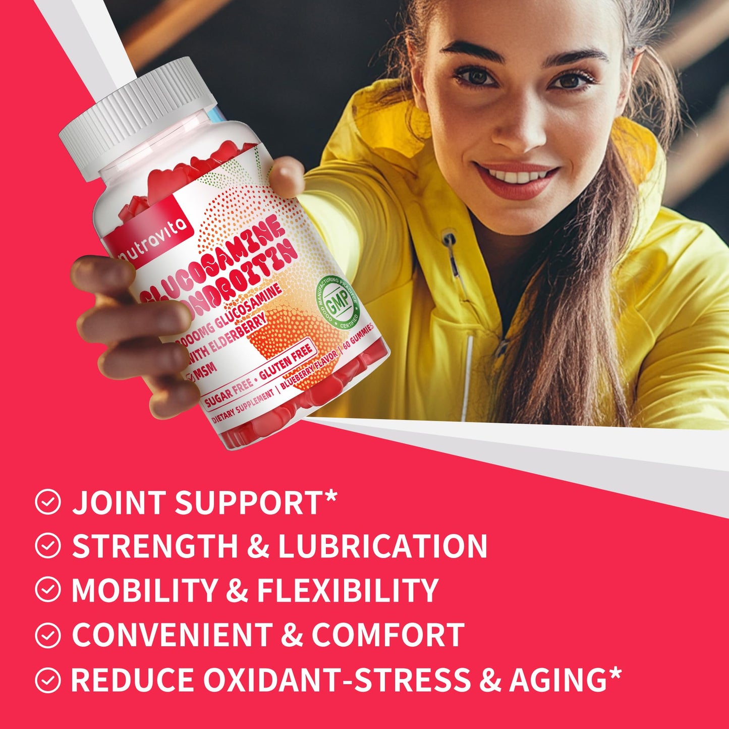 Nutravita Glucosamine Chondroitin Gummies with MSM & Elderberry – Joint Support