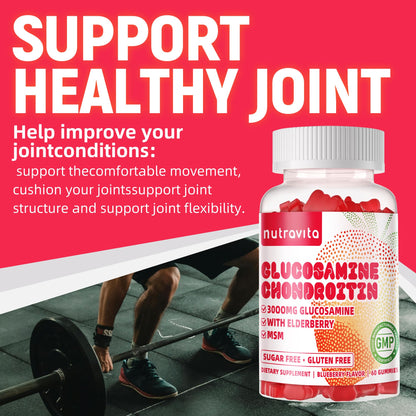 Nutravita Glucosamine Chondroitin Gummies with MSM & Elderberry – Joint Support