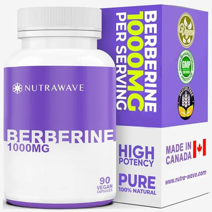 Nutrawave PURE Berberine Max Potency – 1000mg/Serving | Supports Blood Sugar & Metabolism | Vegan