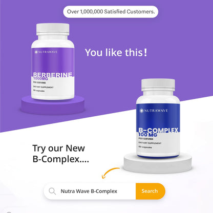 Nutrawave PURE Berberine Max Potency – 1000mg/Serving | Supports Blood Sugar & Metabolism | Vegan