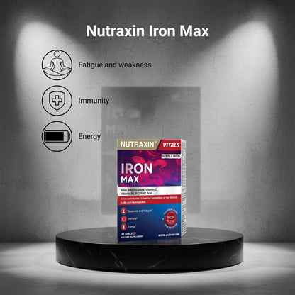Nutraxin Iron Max 17mg – 30 Tablets with Iron Bisglycinate & Vitamin C