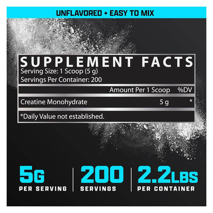 Nutrex Micronized Creatine Monohydrate Powder - 1kg (200 Servings) - Unflavored