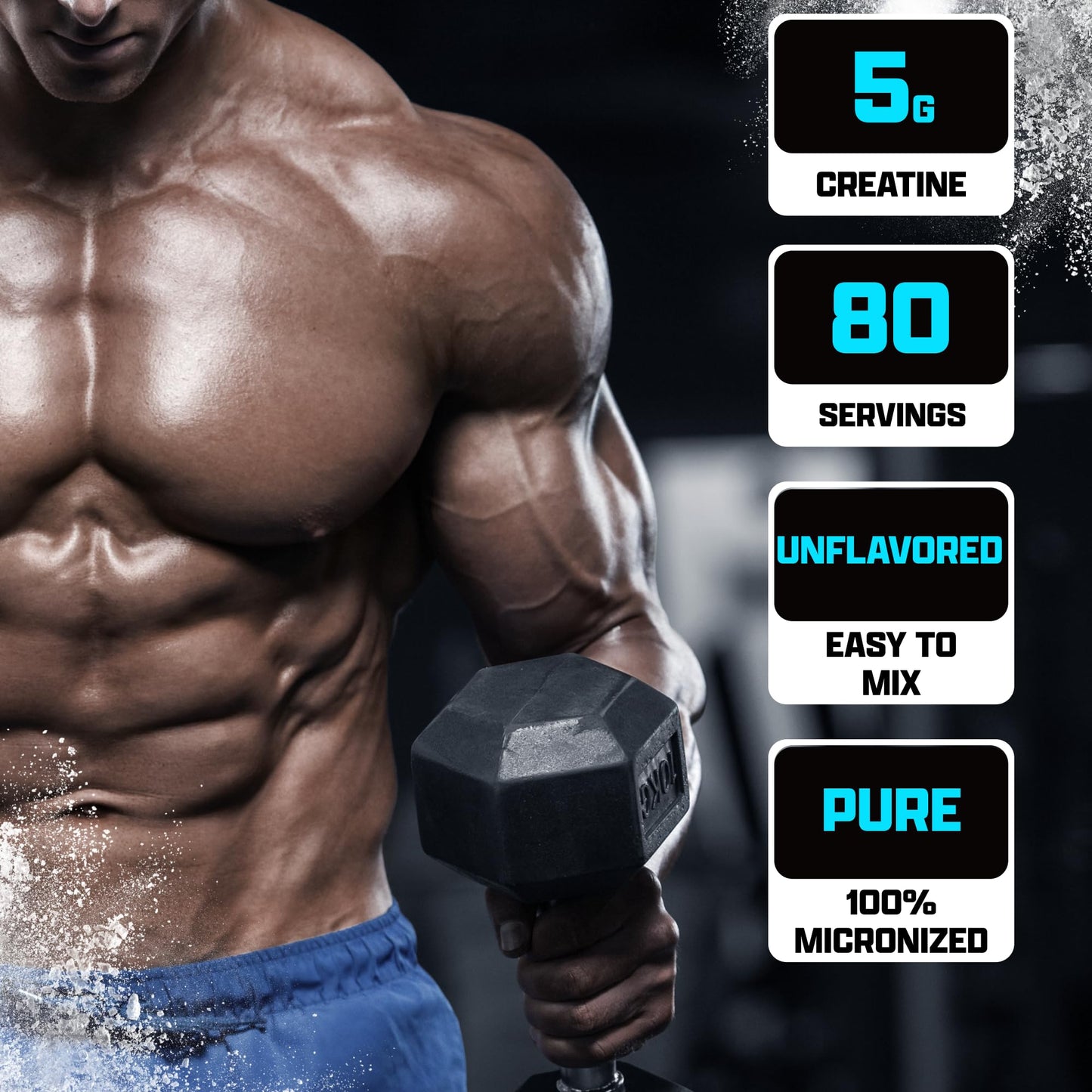 Nutrex Ultra Pure Creatine Monohydrate Powder Unflavored – 5g Micronized, 80 Servings