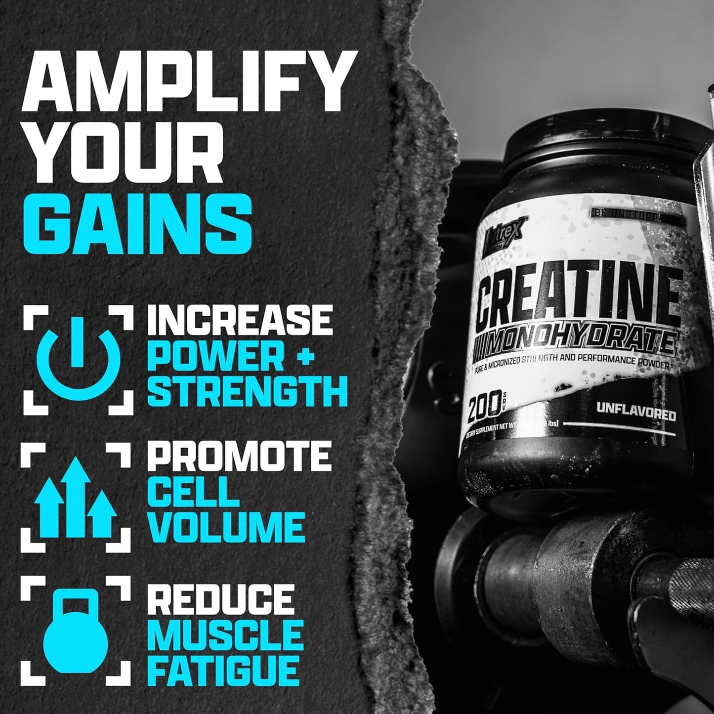 Nutrex Ultra Pure Creatine Monohydrate Powder Unflavored – 5g Micronized, 80 Servings