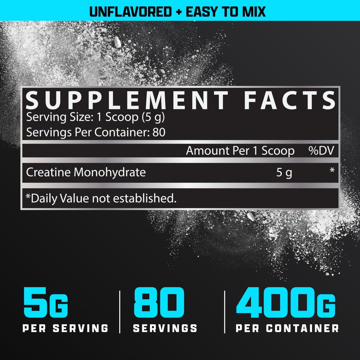 Nutrex Ultra Pure Creatine Monohydrate Powder Unflavored – 5g Micronized, 80 Servings