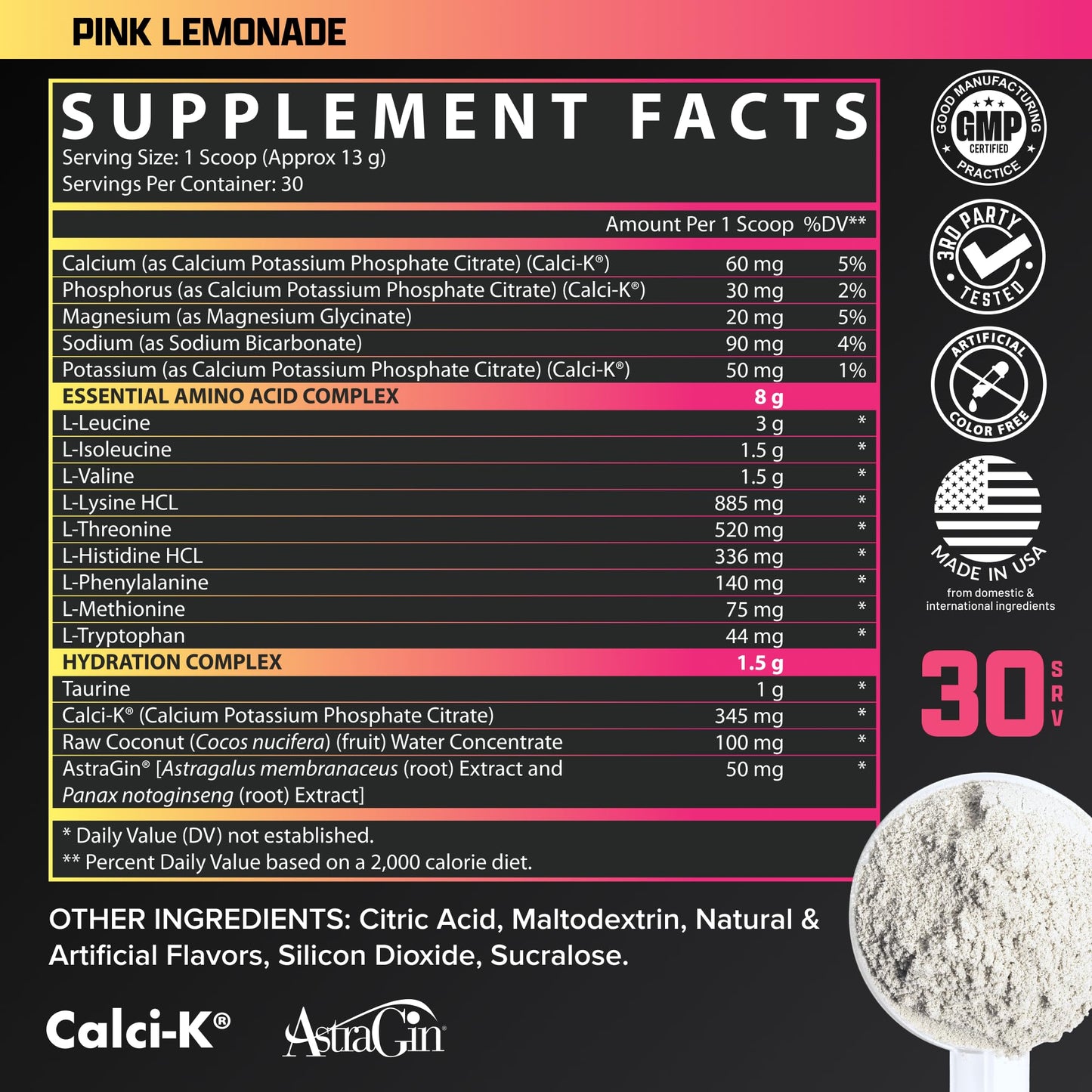 Nutrex Research EAA Hydration | 8G Essential Amino Acids + Electrolytes | EAAs + BCAA Powder | 30 Servings (Pink Lemonade)