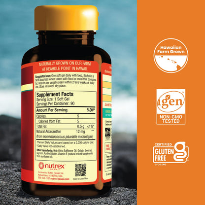 Nutrex Hawaii BioAstin Hawaiian Astaxanthin 4mg, 60 Softgels – Farm-Direct Premium Antioxidant for Eyes, Skin, Joints & Immune Health
