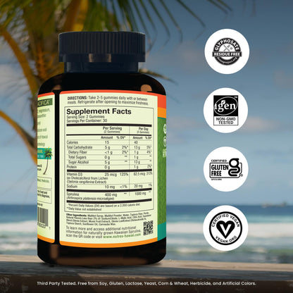 Nutrex Hawaii Spirulina – Kona, Hawaii Grown Natural Superfood Supplement (60 Count Gummies)