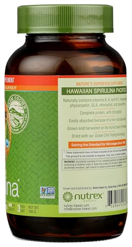 Nutrex Hawaii Pure Hawaiian Spirulina 1000 mg Spearmint Tablets – 180 Count | Vegan