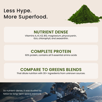 Nutrex Hawaii Pure Hawaiian Spirulina Powder – Nature’s Superfood, Non-GMO, Vegan – Immune, Heart, Cellular Health & Energy Support, 9.53 oz