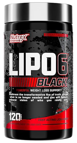 Nutrex Lipo-6 Black Max Strength Fat Burner – Fast Acting Energy & Metabolism (120 Capsules)