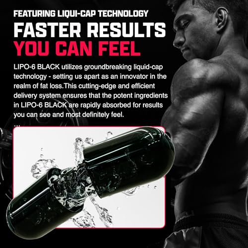 Nutrex Lipo-6 Black Max Strength Fat Burner – Fast Acting Energy & Metabolism (120 Capsules)