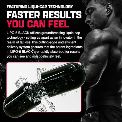 Nutrex Lipo-6 Black Max Strength Fat Burner – Fast Acting Energy & Metabolism (120 Capsules)