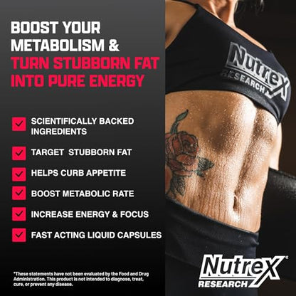 Nutrex Lipo-6 Black Max Strength Fat Burner – Fast Acting Energy & Metabolism (120 Capsules)