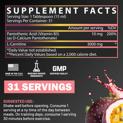 Nutrex Research Liquid Carnitine 3000 – Passionfruit Guava | Premium Liquid L-Carnitine, Stimulant Free