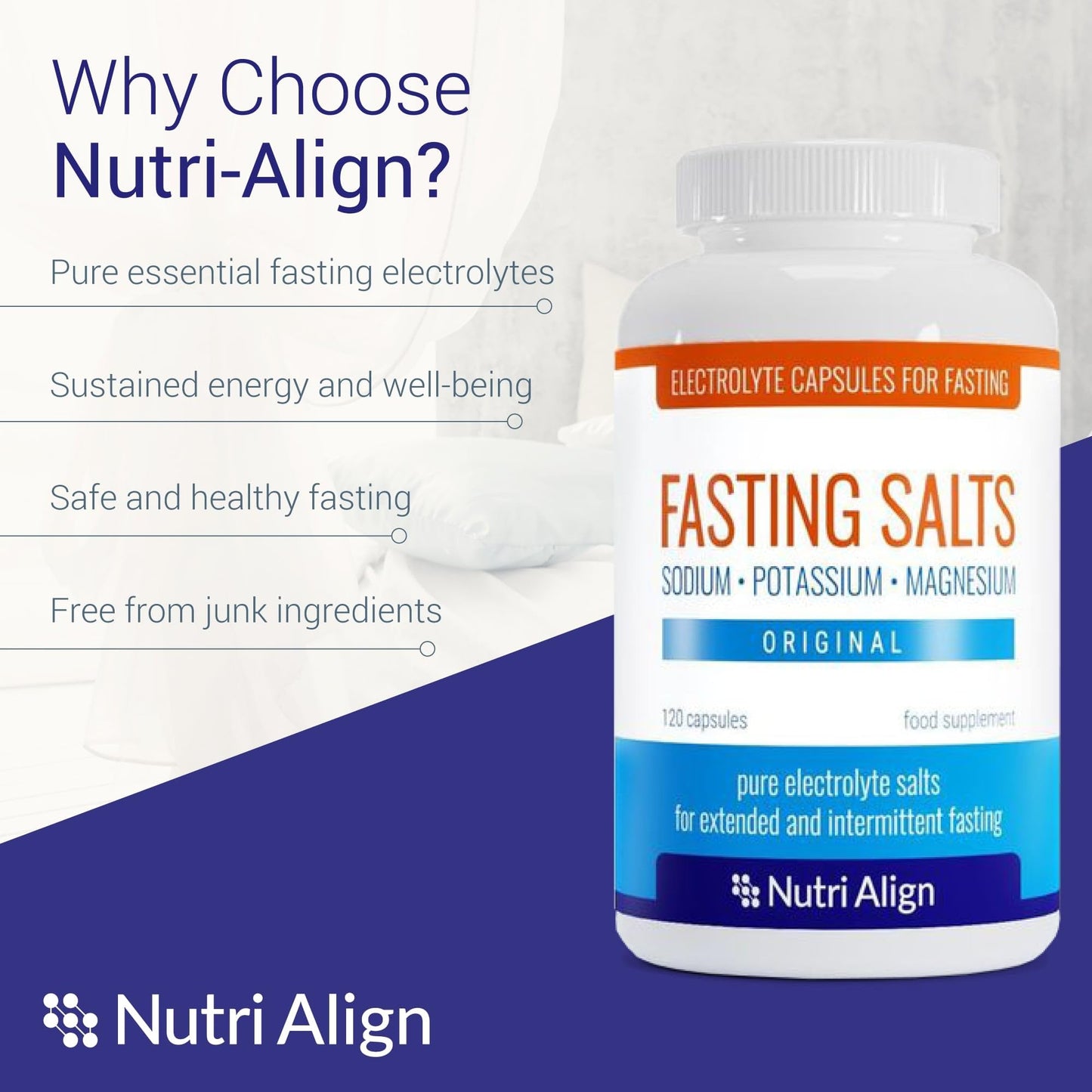 Nutri-Align Fasting Salts – Sugar & Filler Free Electrolyte Capsules, 120 Caps